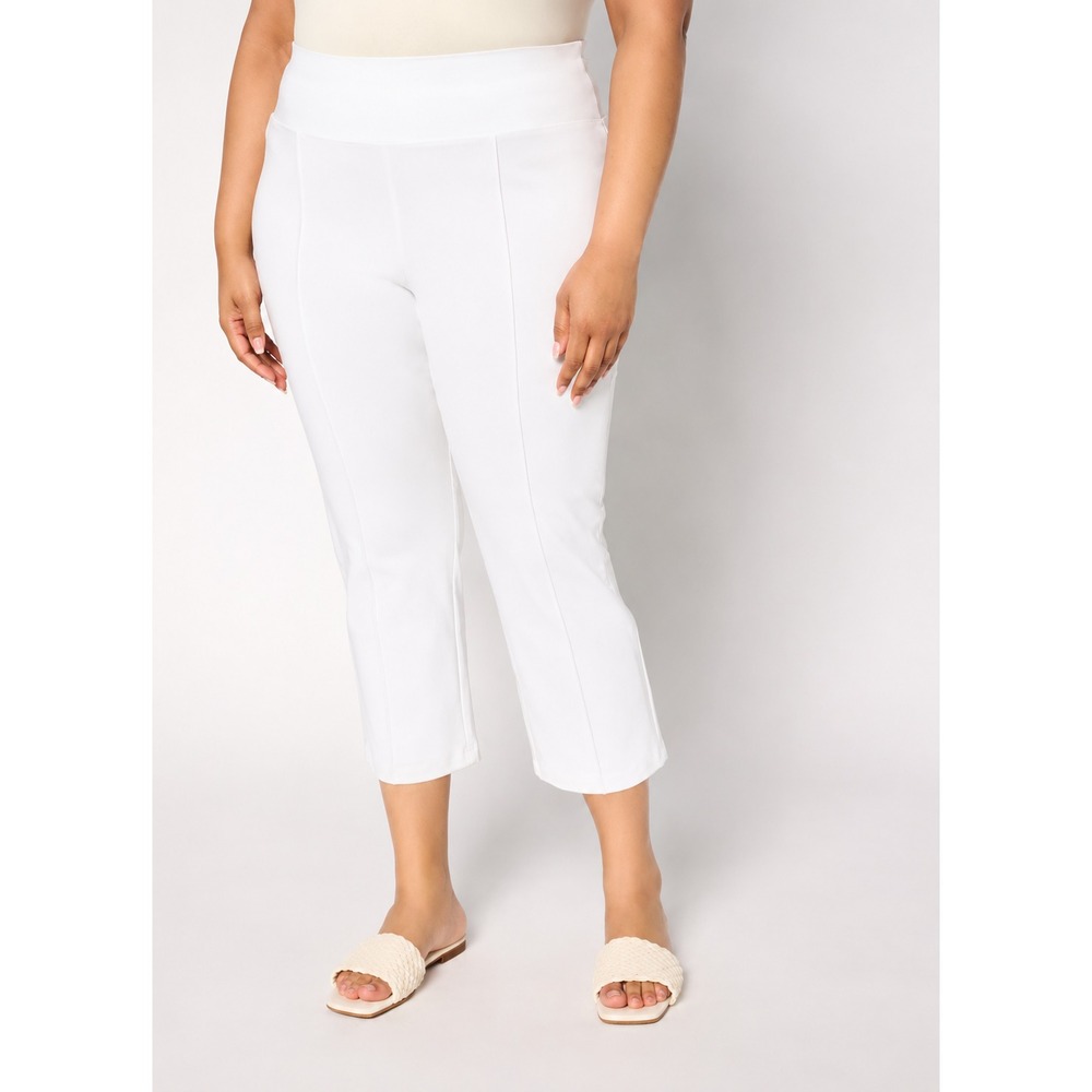 Women with Control Regular 86/14 Straight Leg Crop Empower Pant White Large #58E